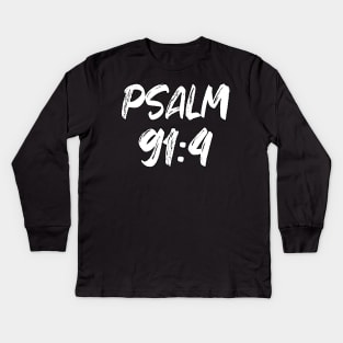 Psalm 91:4 Typography Kids Long Sleeve T-Shirt